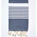 Fouta arthur couleur bleu guède avec rayures