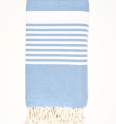 Jeté couple bleu clair avec rayures
