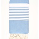Jeté couple bleu clair avec rayures