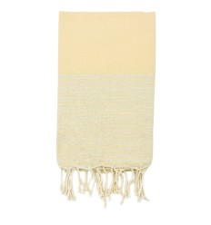 Fouta lurex plate jaune crème au fil lurex argenté