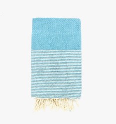 Fouta nid d'abeille bleu azur avec lurex