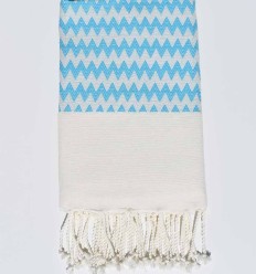 Fouta zigzag bleu clair