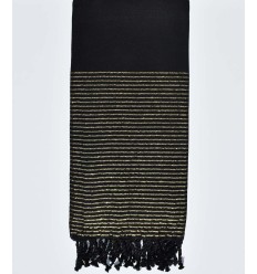 Jeté plate couleur noir avec lurex doré