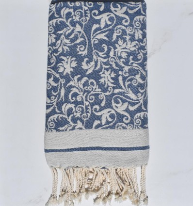 Fouta Fleur de Lys bleu guède
