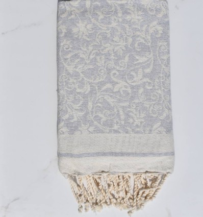 Fouta Fleur de Lys gris clair