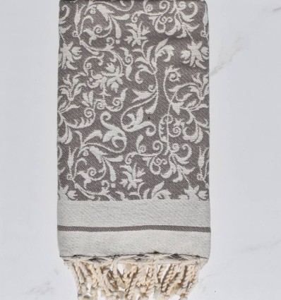 Fouta Fleur de Lys taupe