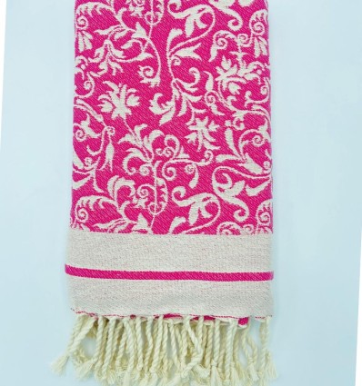 Fouta Fleur de Lys rose fuchsia
