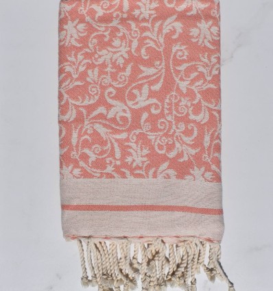 Fouta Fleur de Lys pêche