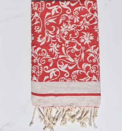 Fouta Fleur de Lys rouge