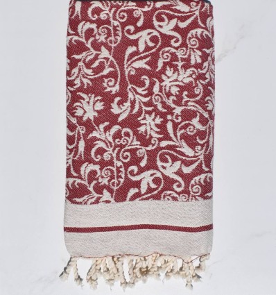 Fouta Fleur de Lys rouge bordeaux