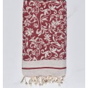 Fouta Fleur de Lys rouge bordeaux