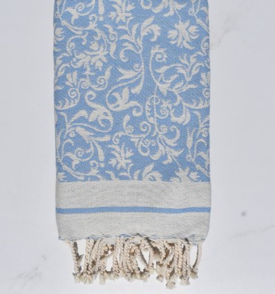 Fouta Fleur de Lys bleu ciel