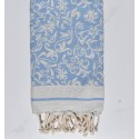Fouta Fleur de Lys bleu ciel