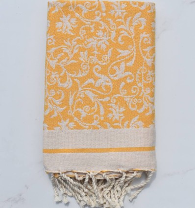 Fouta Fleur de Lys jaune foncé