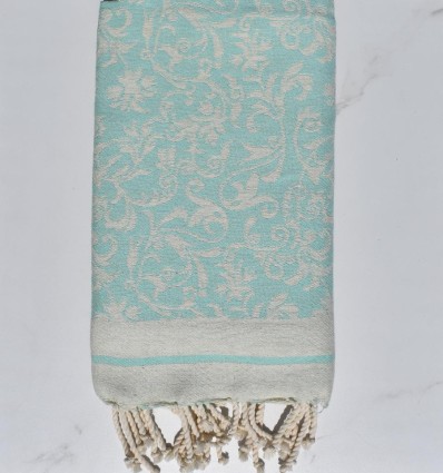 Fouta Fleur de Lys vert d'eau
