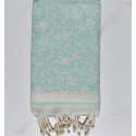 Fouta Fleur de Lys vert d'eau