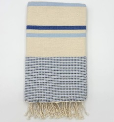 Chevron écru clair rayée bleu et bleu clair