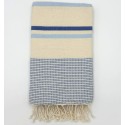 Chevron écru clair rayée bleu et bleu clair