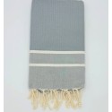 Serviette de plage Chevron gris moyen - FOUTA TUNISIA