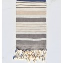 Fouta Oslo en blanc crème, beige sable et taupe