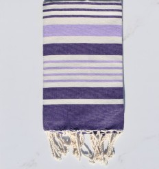 Fouta Oslo blanc crème, mauve et lilas