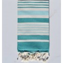 Fouta Oslo blanc crème, vert sarcelle et vert eau