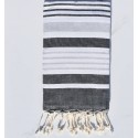 Fouta Oslo blanc crème, gris très clair et anthracite