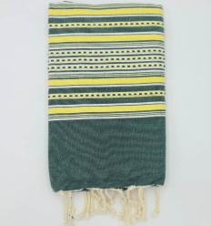 Fouta arabesque vert foncé et jaune