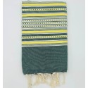 Fouta arabesque vert foncé et jaune