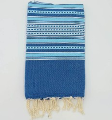 Fouta arabesque bleu et bleu turquoise