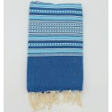 Fouta arabesque bleu et bleu turquoise