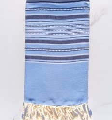 Jeté arabesque bleu clair avec rayures