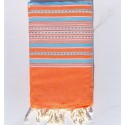 Jeté arabesque orange et bleu turquoise