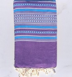 Fouta couple arabesque mauve et bleu azur