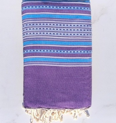 Fouta couple arabesque mauve et bleu azur