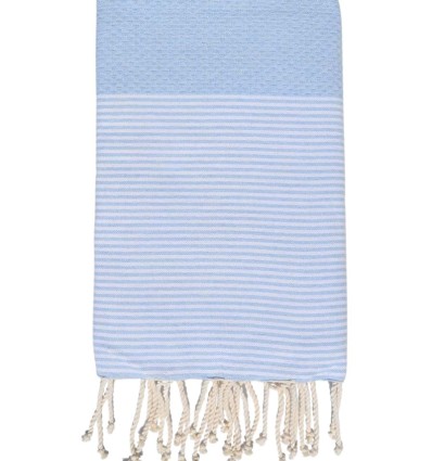 Grande fouta nid d'abeille bleu clair