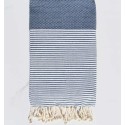 Grande fouta nid d'abeille bleu guède