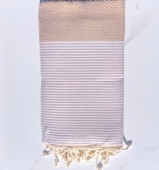 Grande fouta nid d'abeille beige moyen
