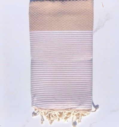 Grande fouta nid d'abeille beige moyen