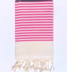 Fouta nid d'abeille zèbre rose fuchsia