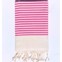 Fouta nid d'abeille zèbre rose fuchsia