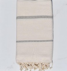 Jeté écru avec rayures taupe
