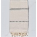 Manta cru com riscas taupe