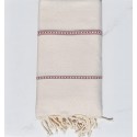 Ecru throw with dark red stripes