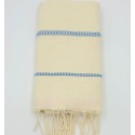 Ecru throw with blue stripes