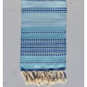 Fouta arabesque bleu céleste et bleu