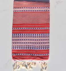 Fouta arabesque rouge avec rayures