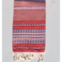 Fouta arabesque rouge avec rayures