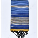 Fouta arabesque bleu et moutarde