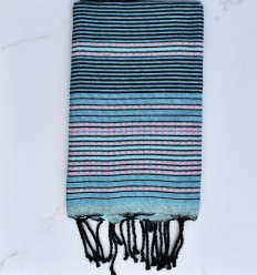 Fouta arabesque bleu clair avec rayures